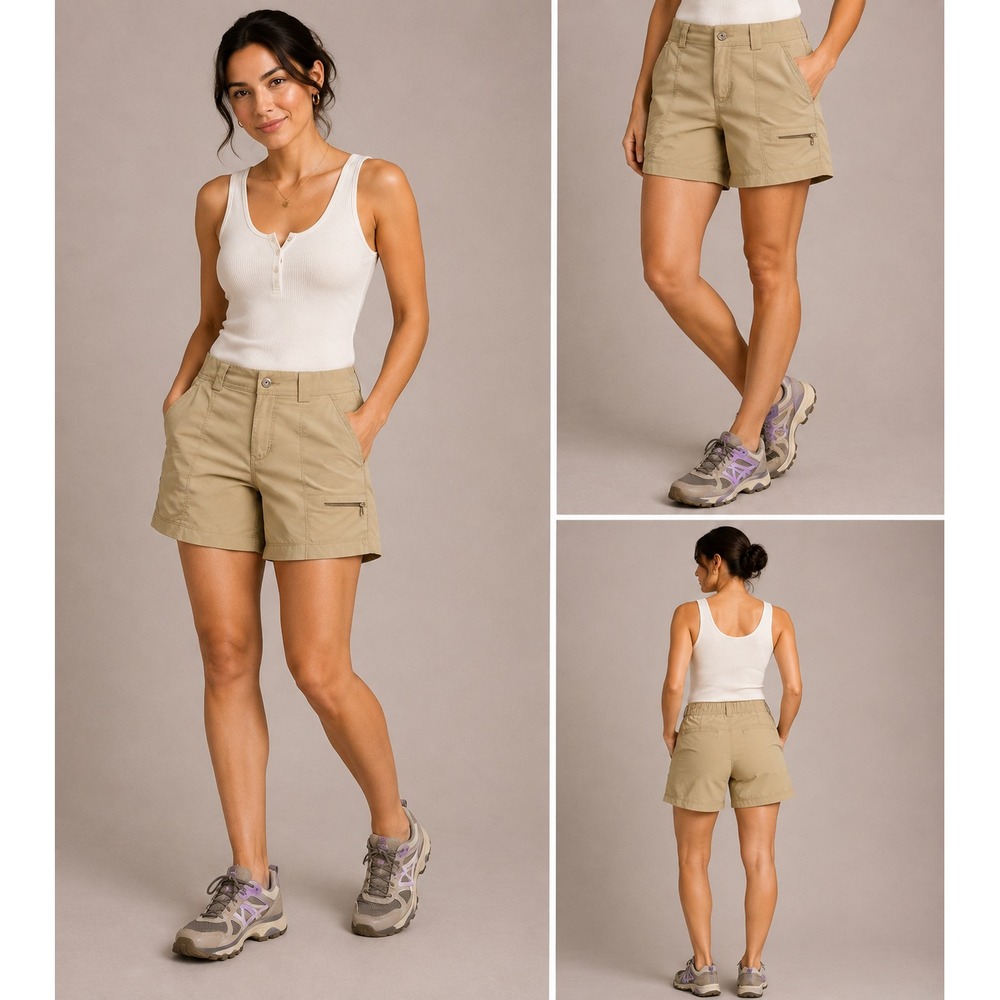 Duluth Trading Co Dry On The Fly Shorts Womens 16 Khaki Excellent Cargo Hiking